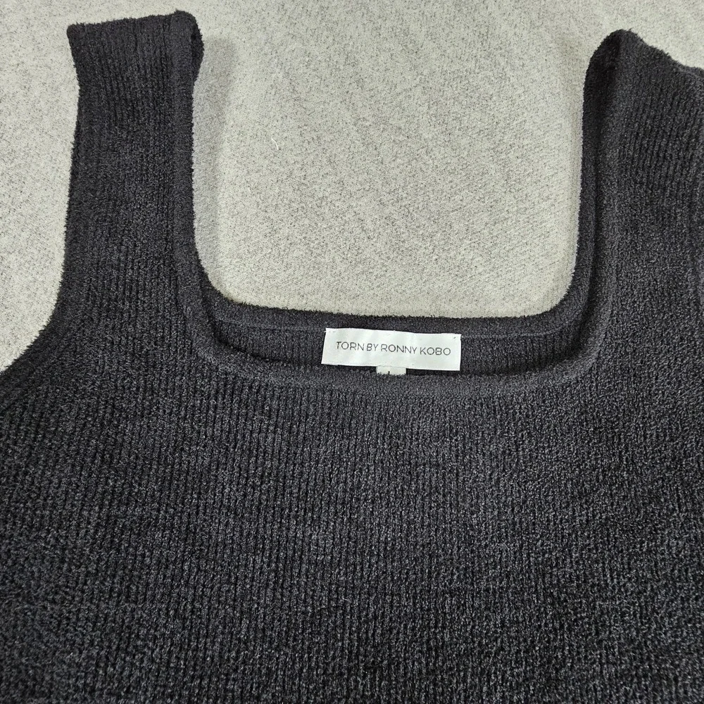 Torn by Ronny‎ Kobo Gigi Black Knit Sleeveless Square Neck Sweater Midi Dress